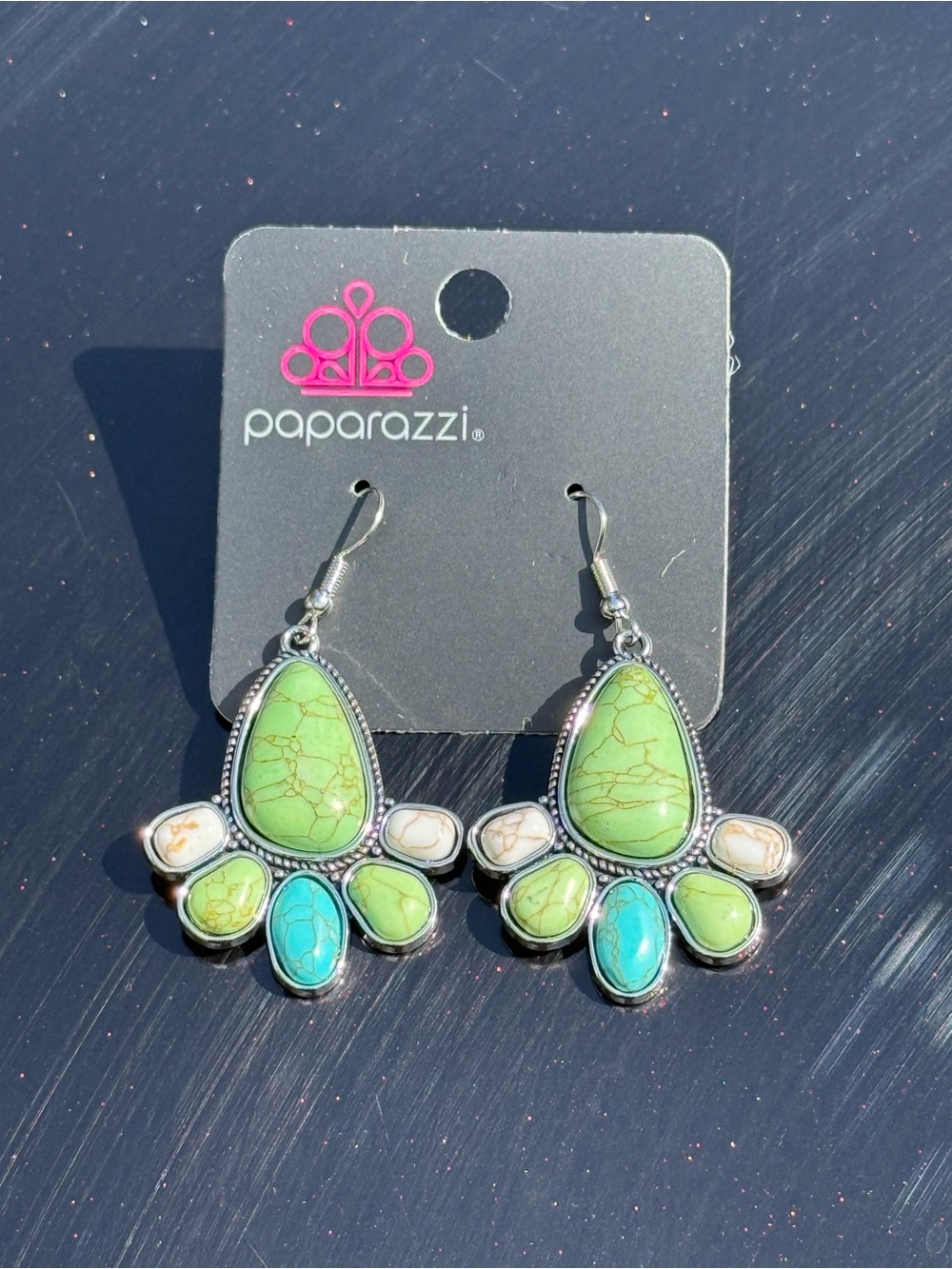 Green Turquoise Statement Drop Earrings